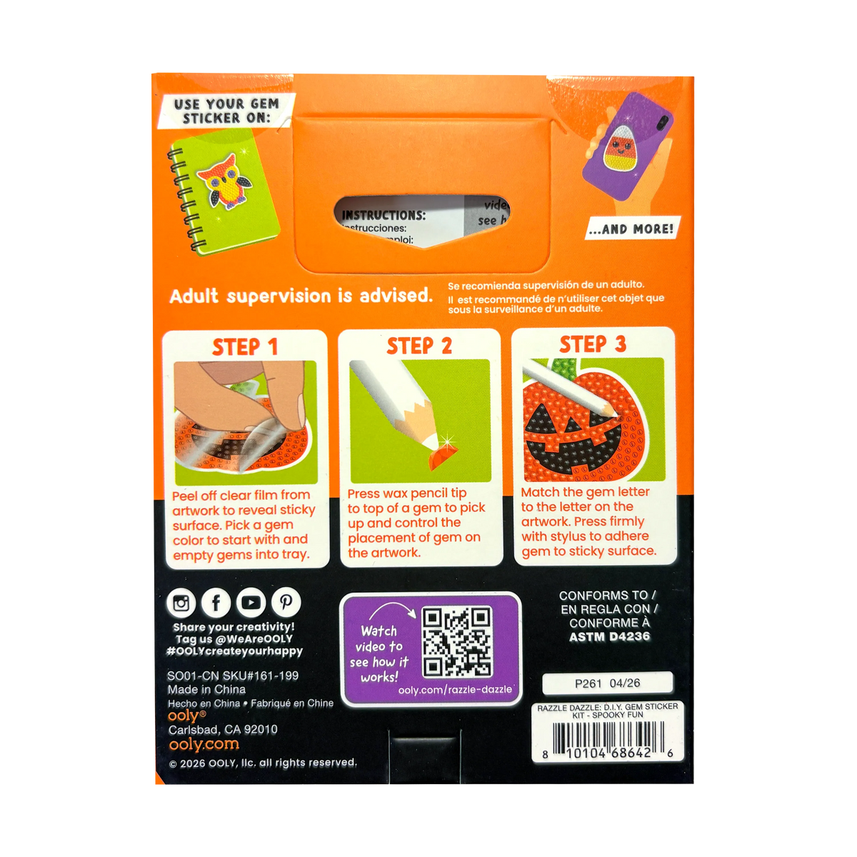 Mini Razzle Dazzle Gem Sticker Kit – Spooky Fun – Ooly