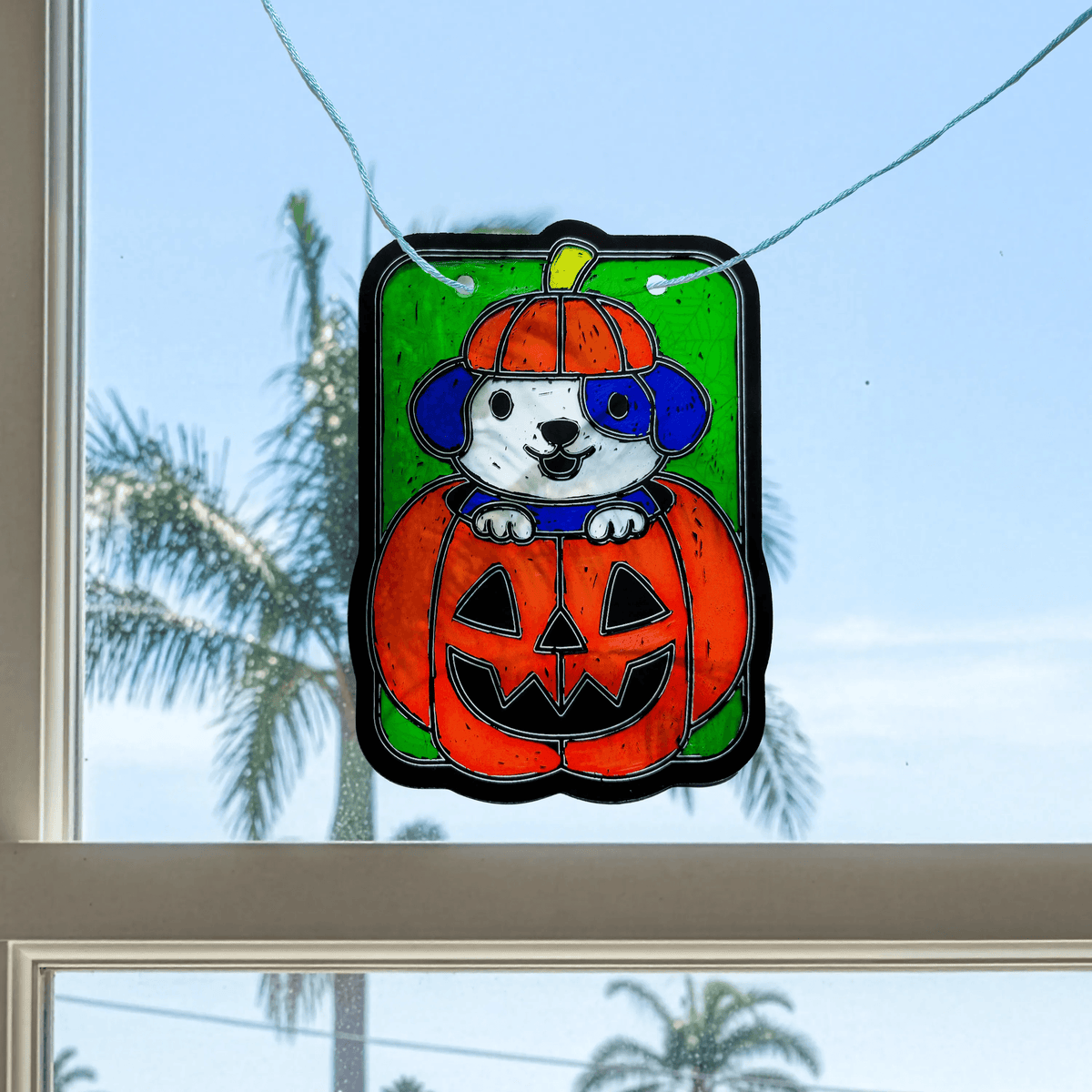 Ooly Mini Scratch & Scribble Window Banner Kit Boo Buddies, close-up of revealed rainbow colors