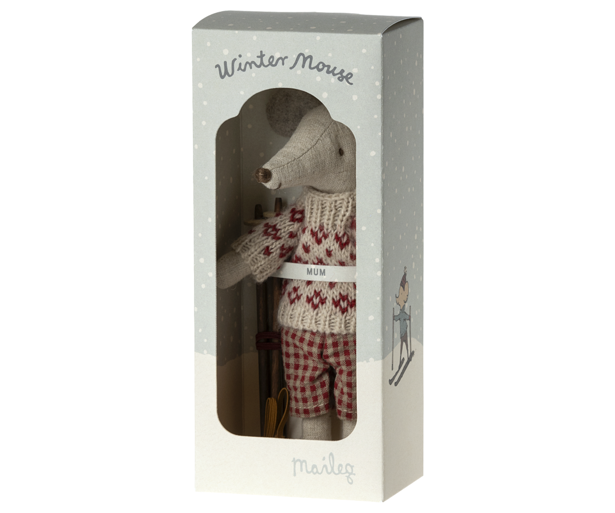 Winter Mouse with Ski Set, Mum box