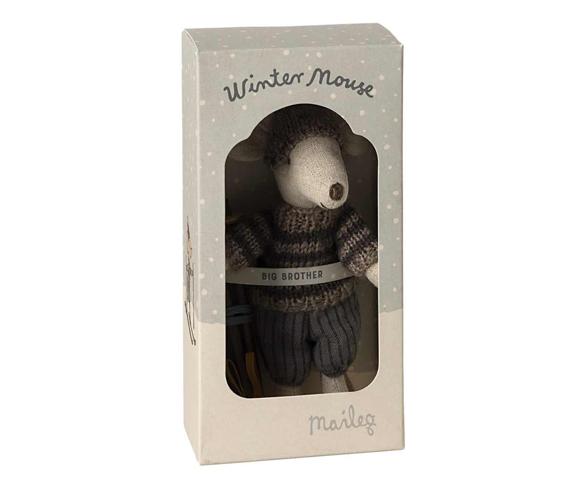 Winter Mouse with Ski Set, Big Brother - Grey box