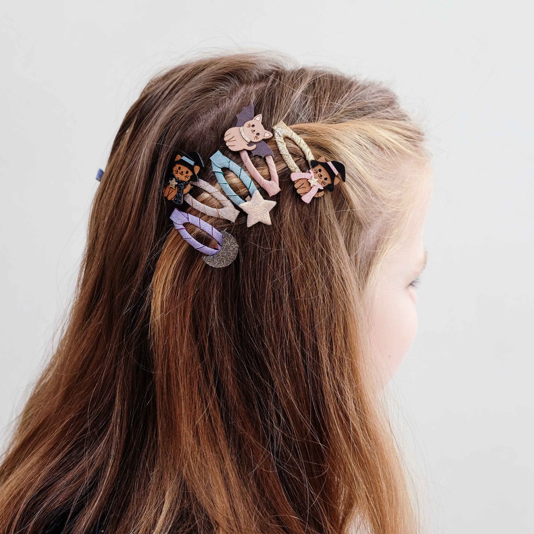 Halloween Cat Mini Hair Clips worn