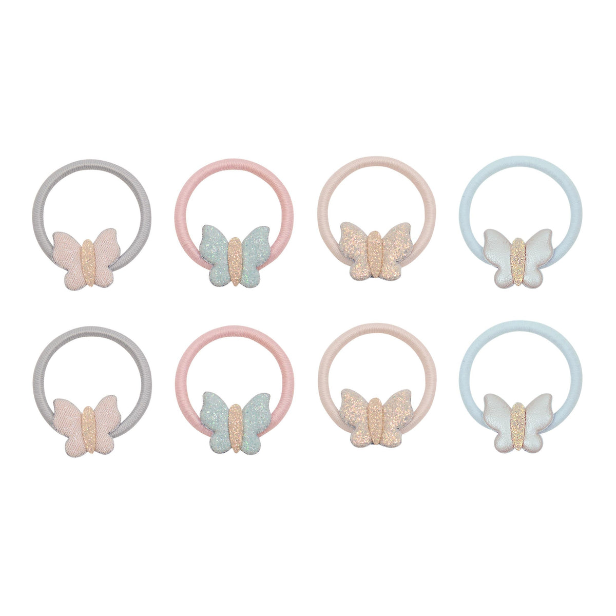 Bella Butterfly Mini Hair Ties - set of 8 pastel glitter butterfly hair ties