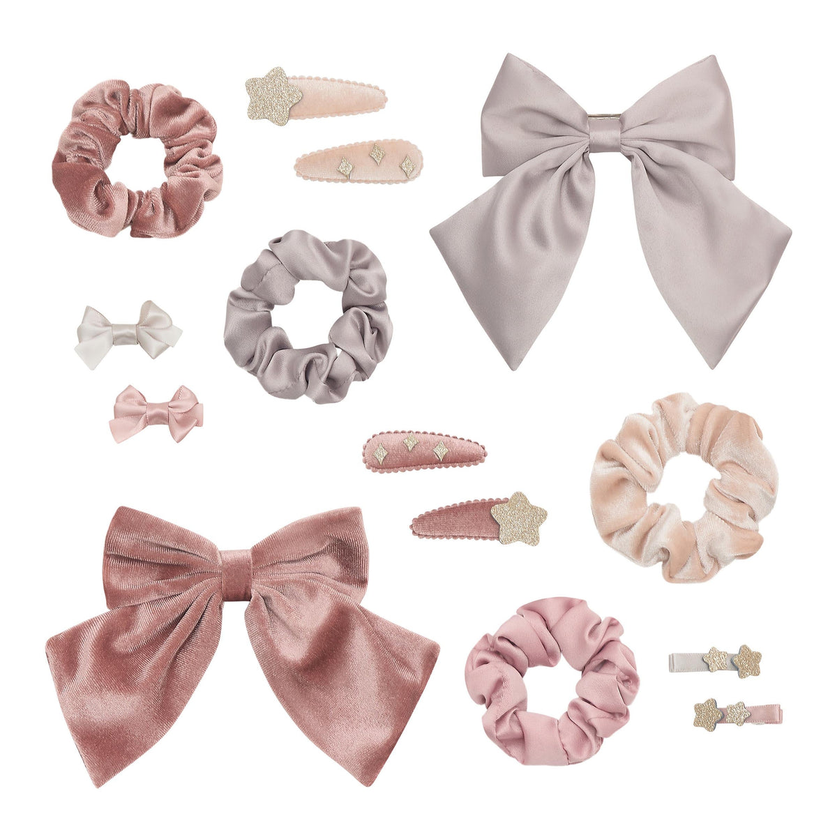 14 hair accessories from pink gifting pouch
