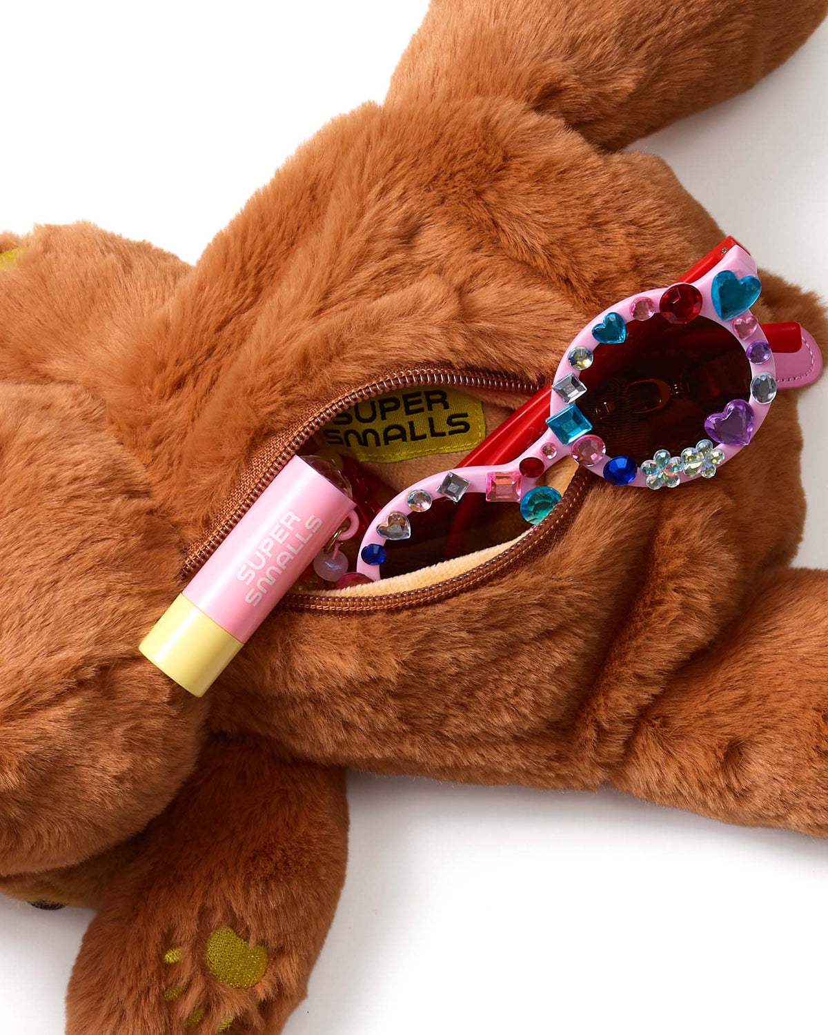 Esme Plush Bear Bag detail with emerald eyes