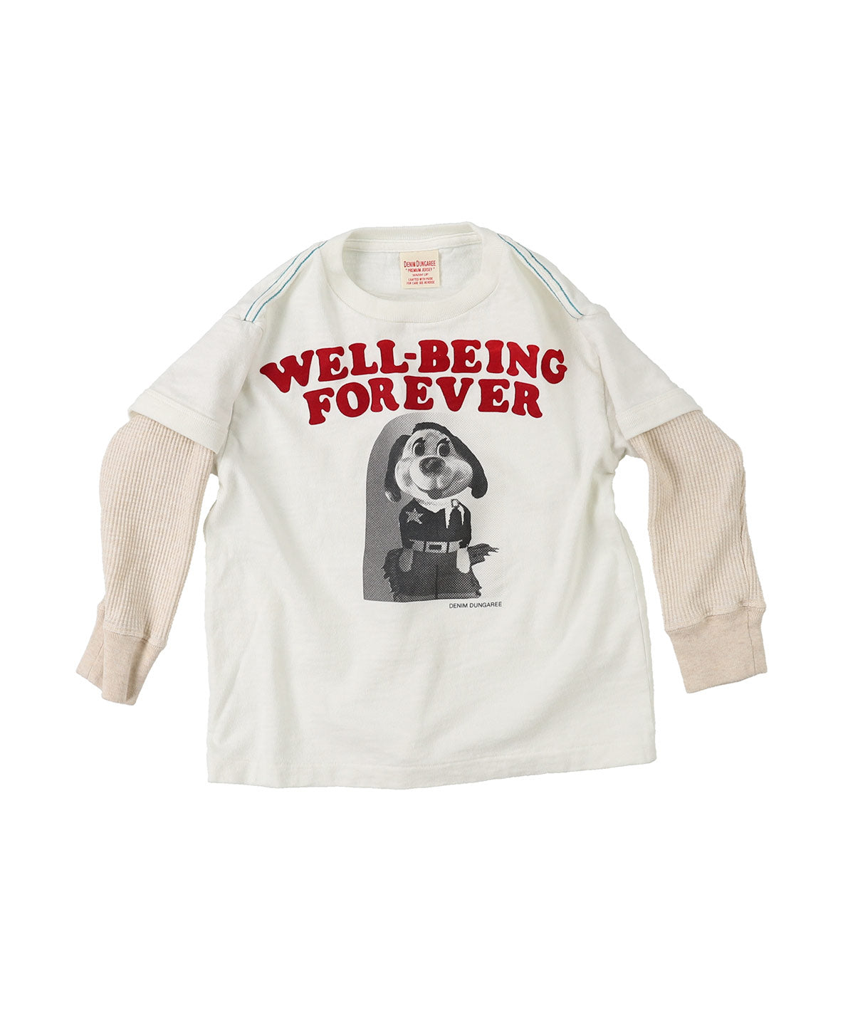 DENIM DUNGAREE FOREVER Layered L/S Tee - White front