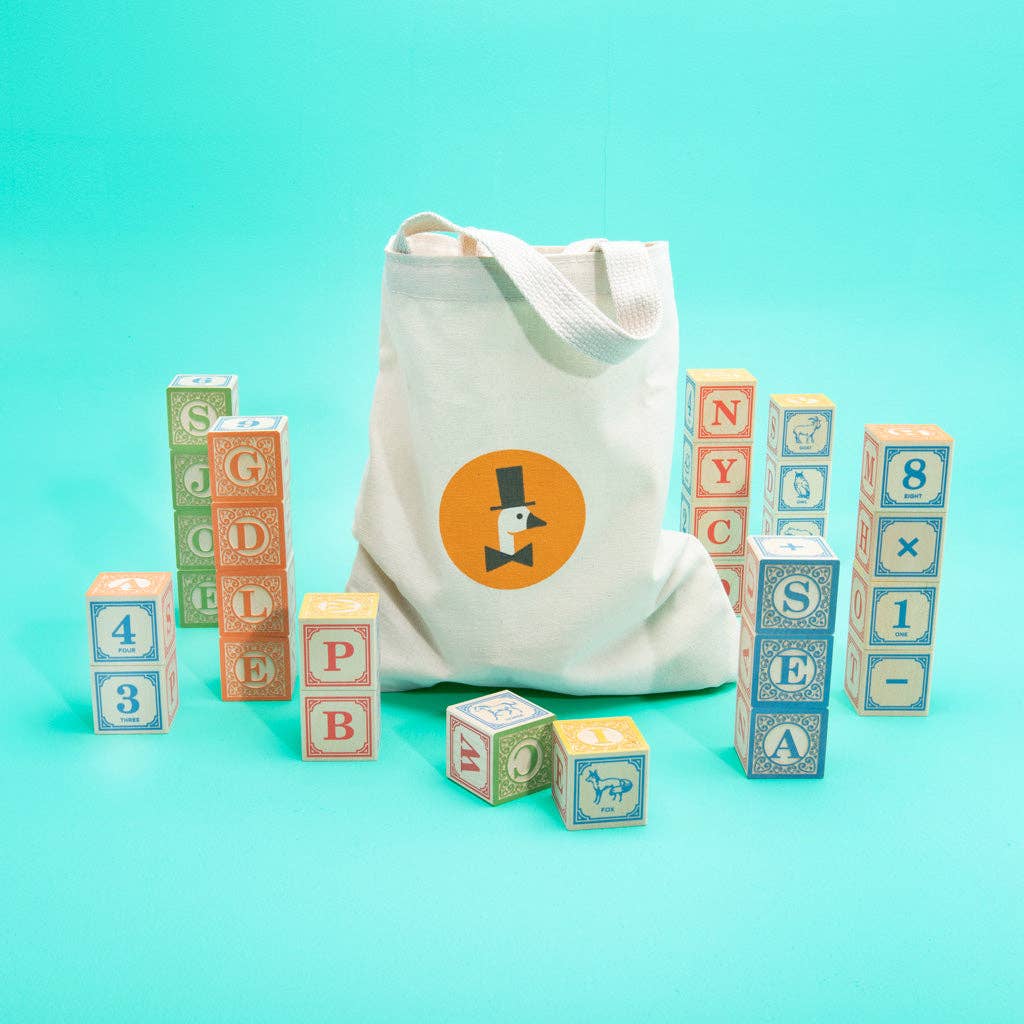 Uncle Goose Classic ABC Blocks with Canvas Bag - eco-friendly canvas bag with Uncle Goose logo