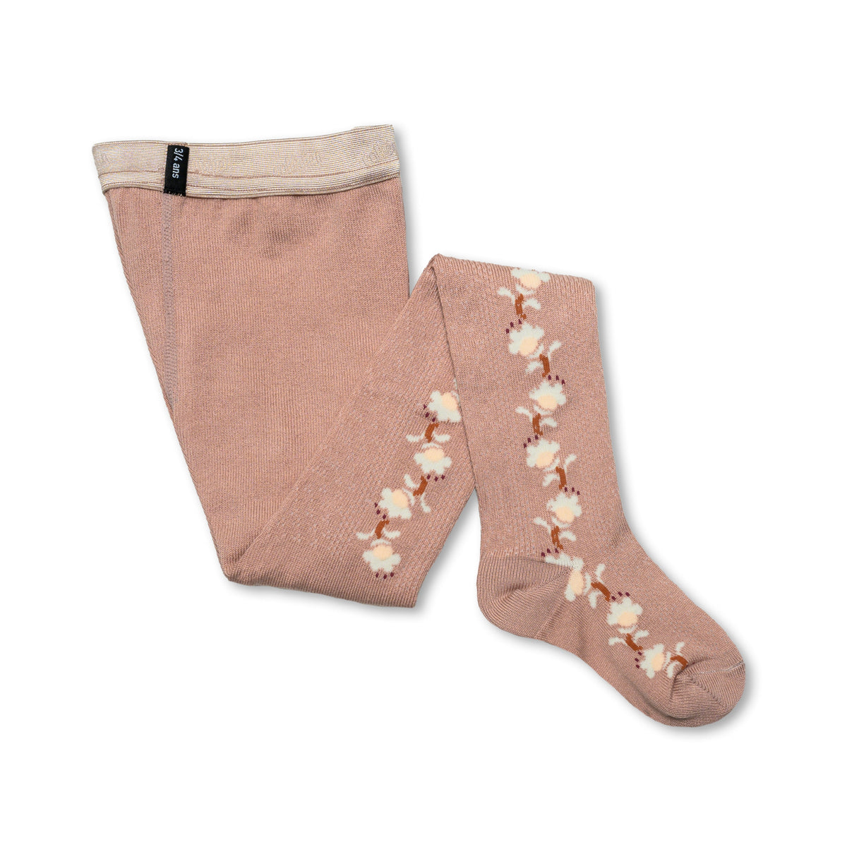 Collégien Anthéa Jacquard Flower Tights – Vieux Rose