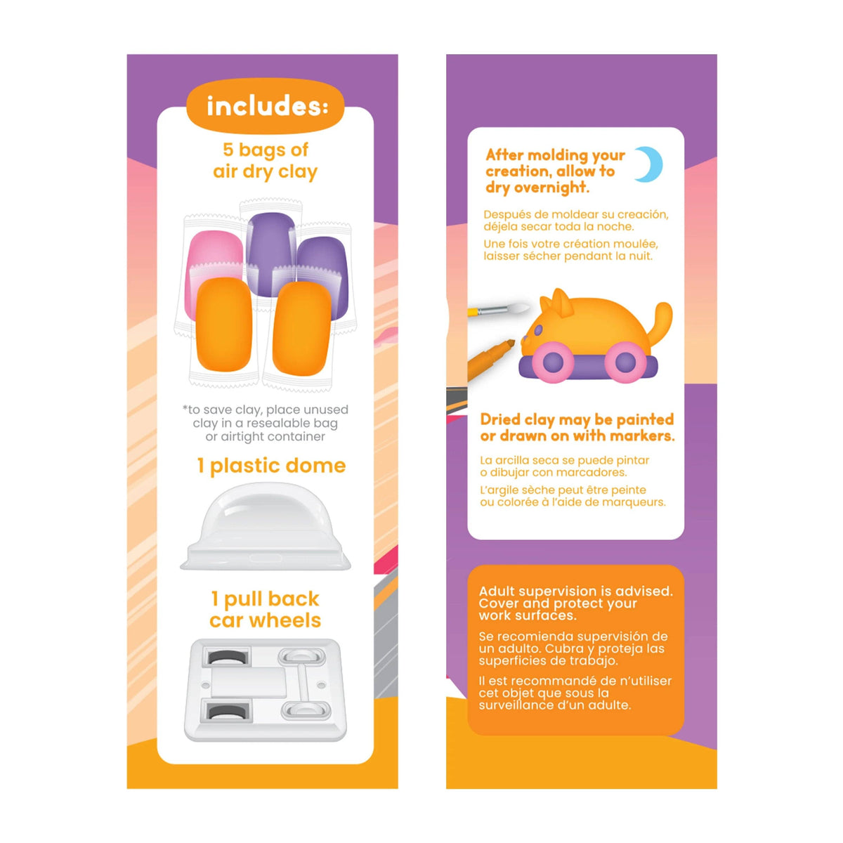 OOLY Creatibles Mini Air Dry Clay Car Kit in Turbo Tabby, cat-themed air dry clay pull-back car kit – image 5 of 7
