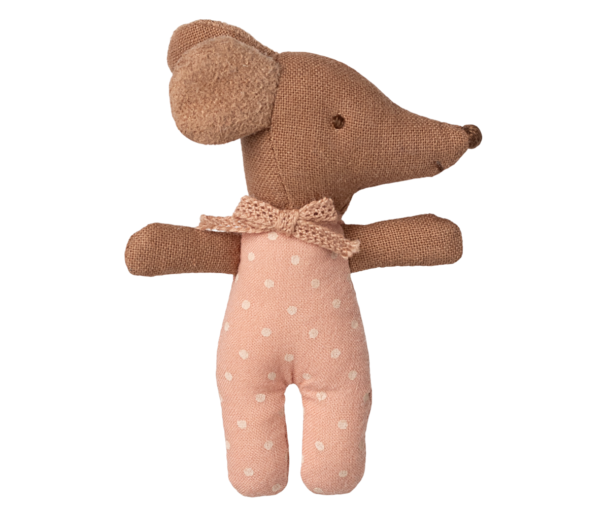 Sleepy wakey baby mouse in matchbox - Rose wakey side