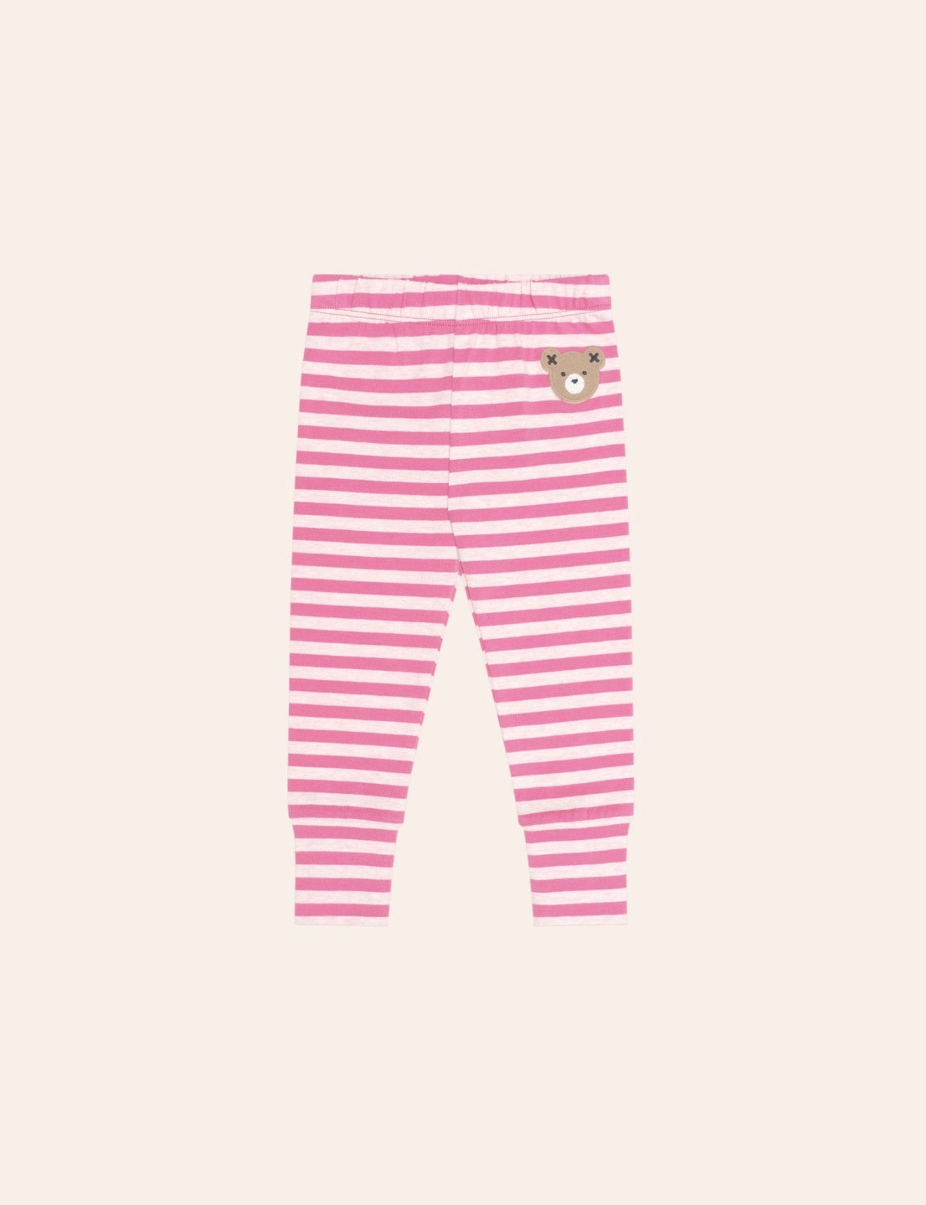 Berry Stripe Hux Legging – Dusty Berry/Pink Marle – Huxbaby (front view)