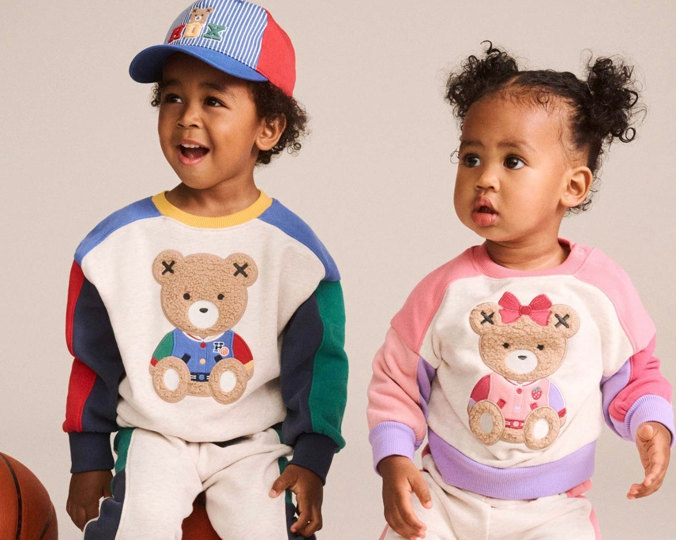 Colour Block Sitting Huxette Sweatshirt and Colour Block Sweatpant – Huxbaby (styled together)