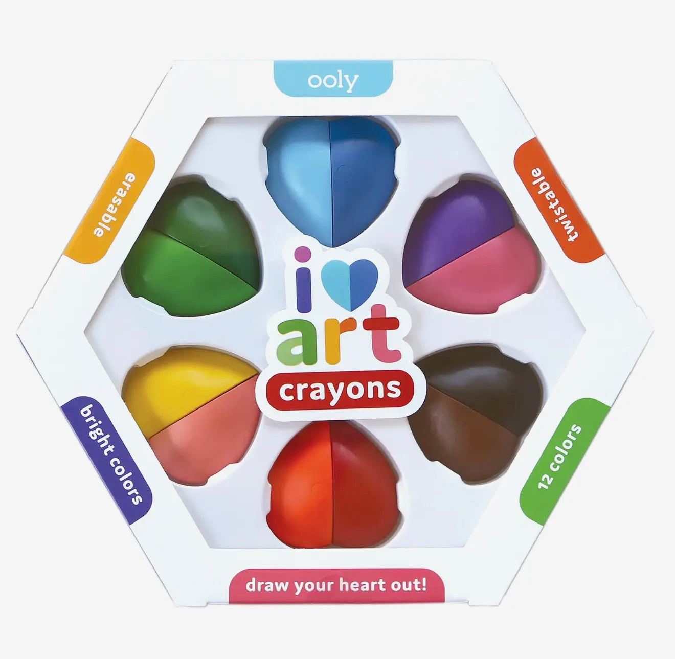 I Heart Art Erasable Crayons - Set of 6 / 12 Colors