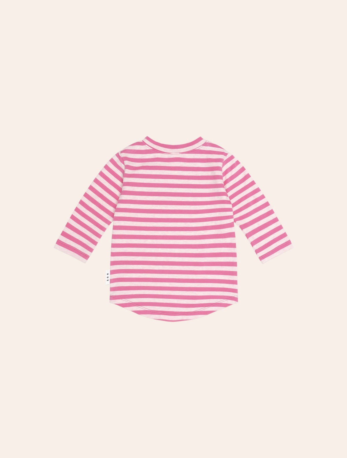 Berry Stripe Sitting Huxette Top – Dusty Berry/Pink Marle – Huxbaby (back view)
