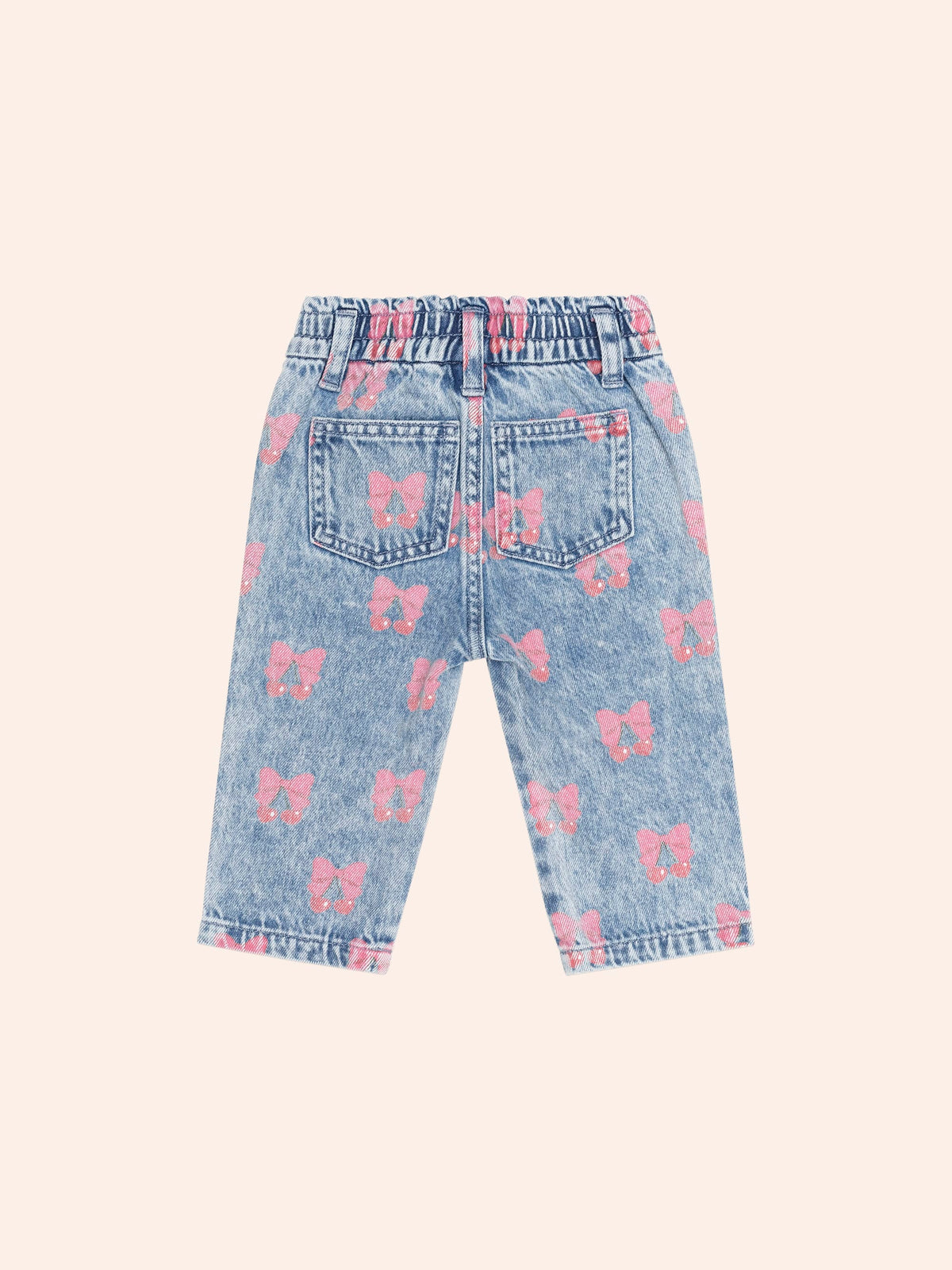 Dreamy Denim Cherry Paperbag Pant – Multi Denim – Huxbaby