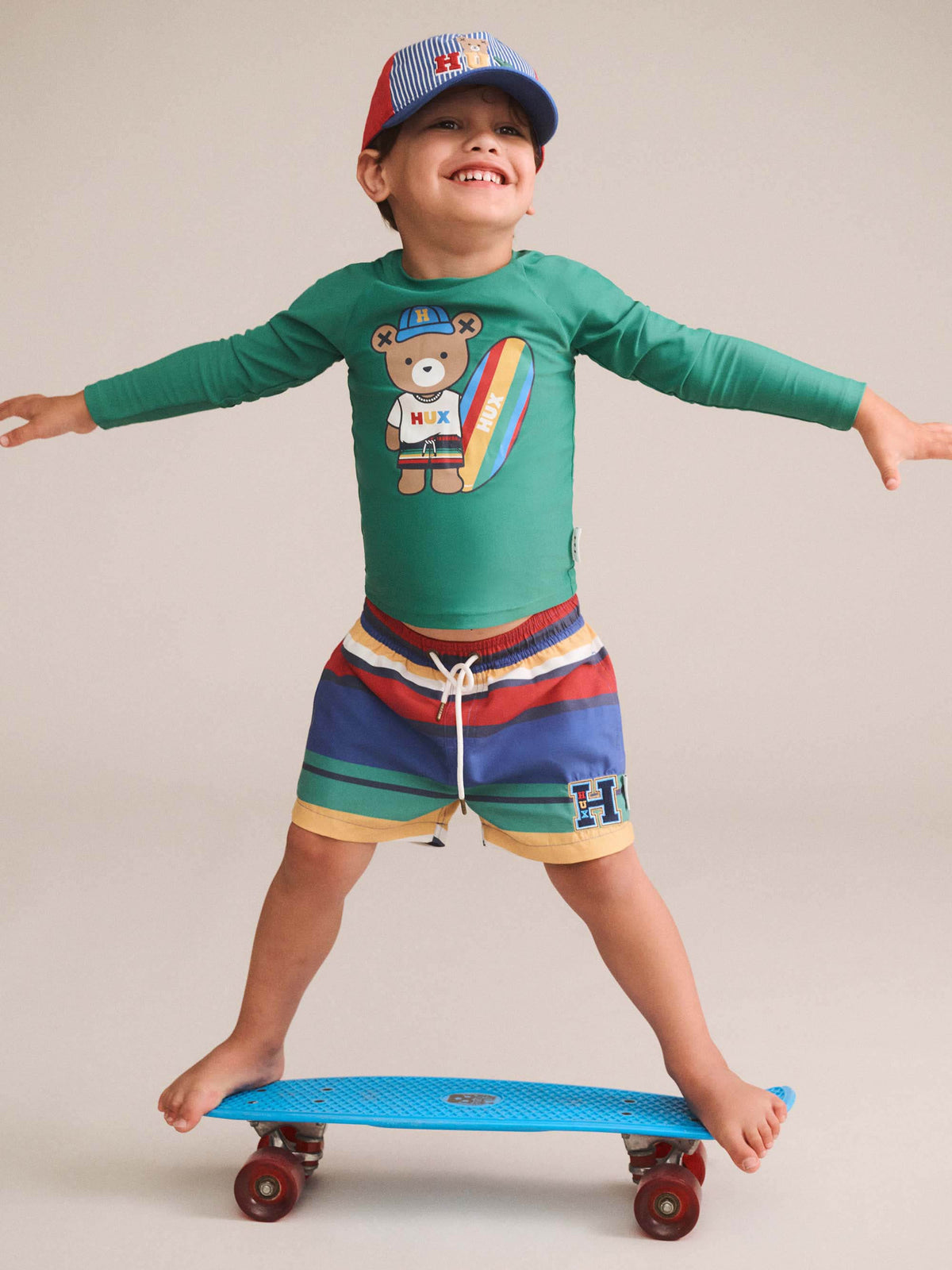 Variegated Stripe Boardshort – Multi Stripe – Huxbaby