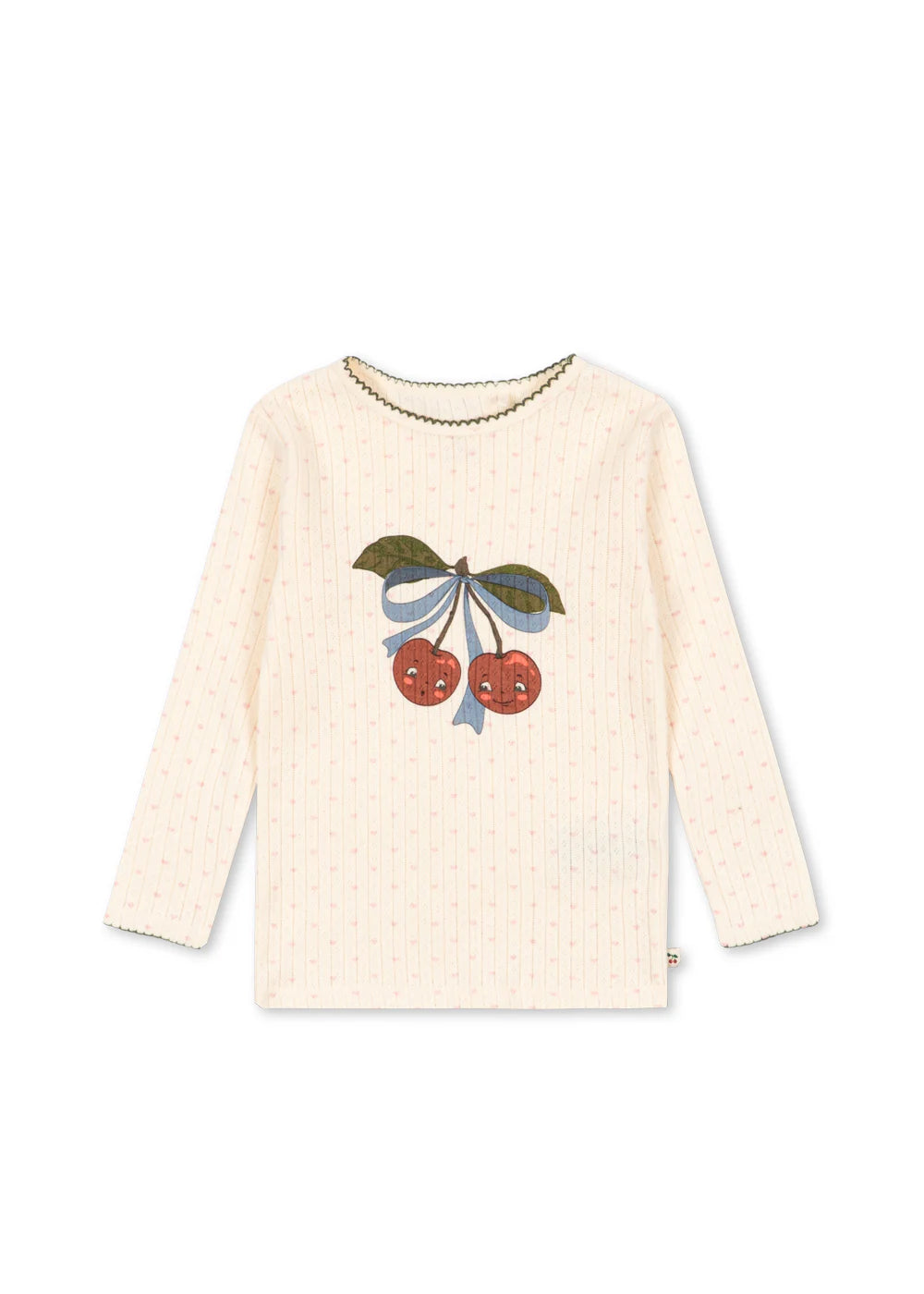 Konges Sløjd Minnie blouse for kids, cream long sleeve top with cherry print