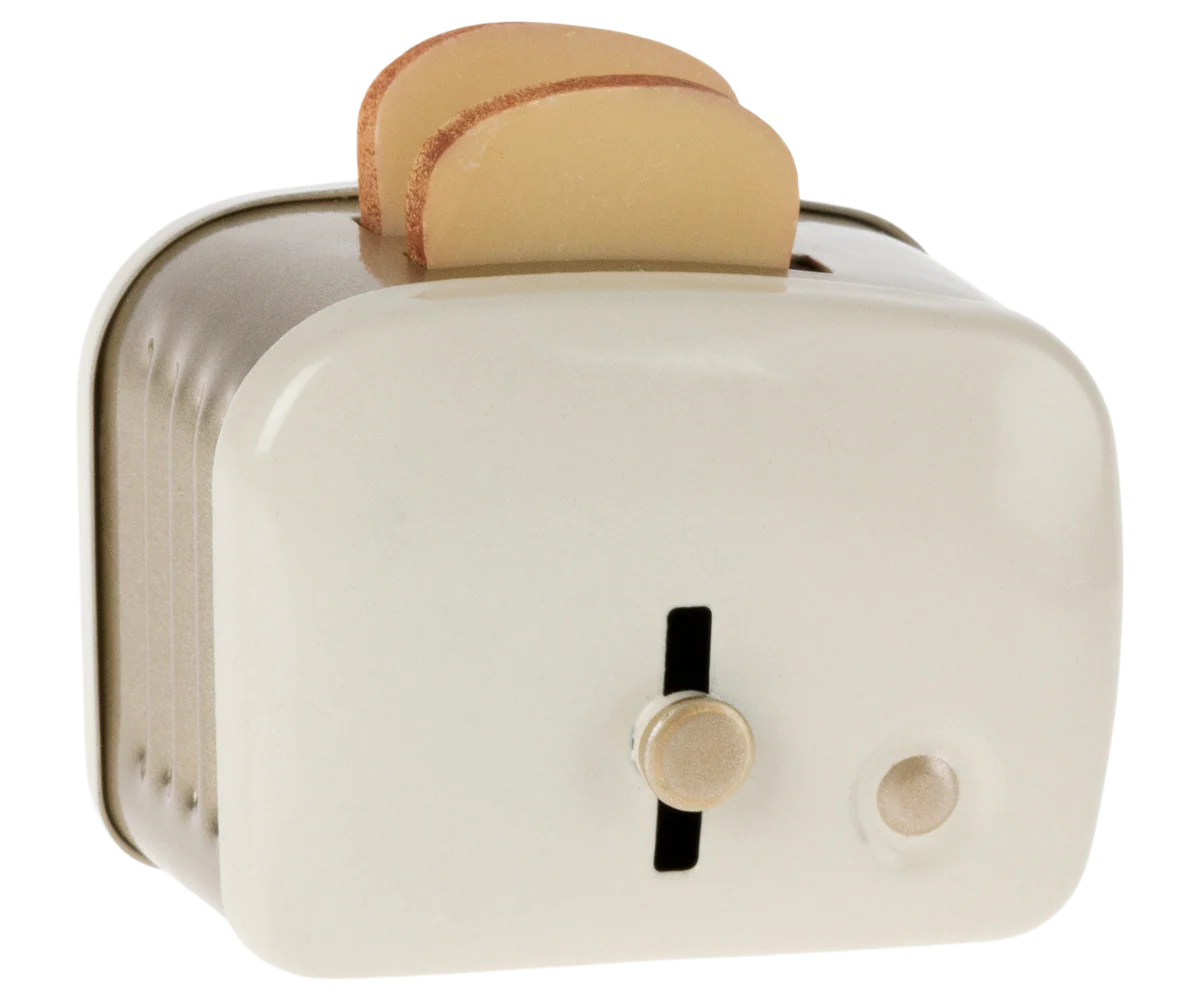 Miniature Toaster & Bread, Off-white