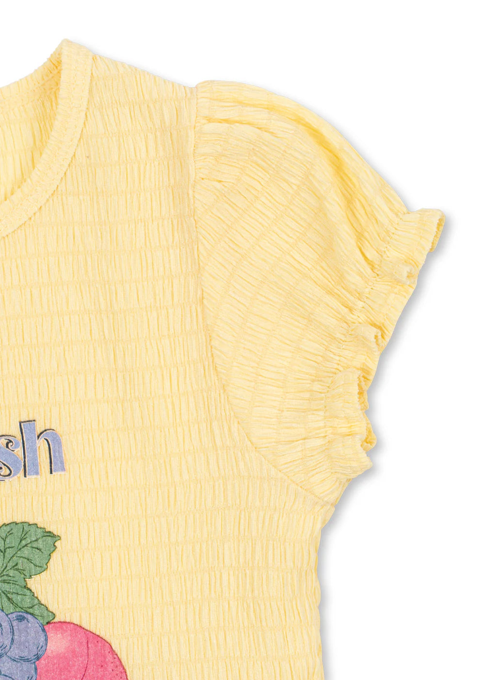 Close-up of Solilja Dress print and fabric by Konges Sløjd, soft material for baby skin