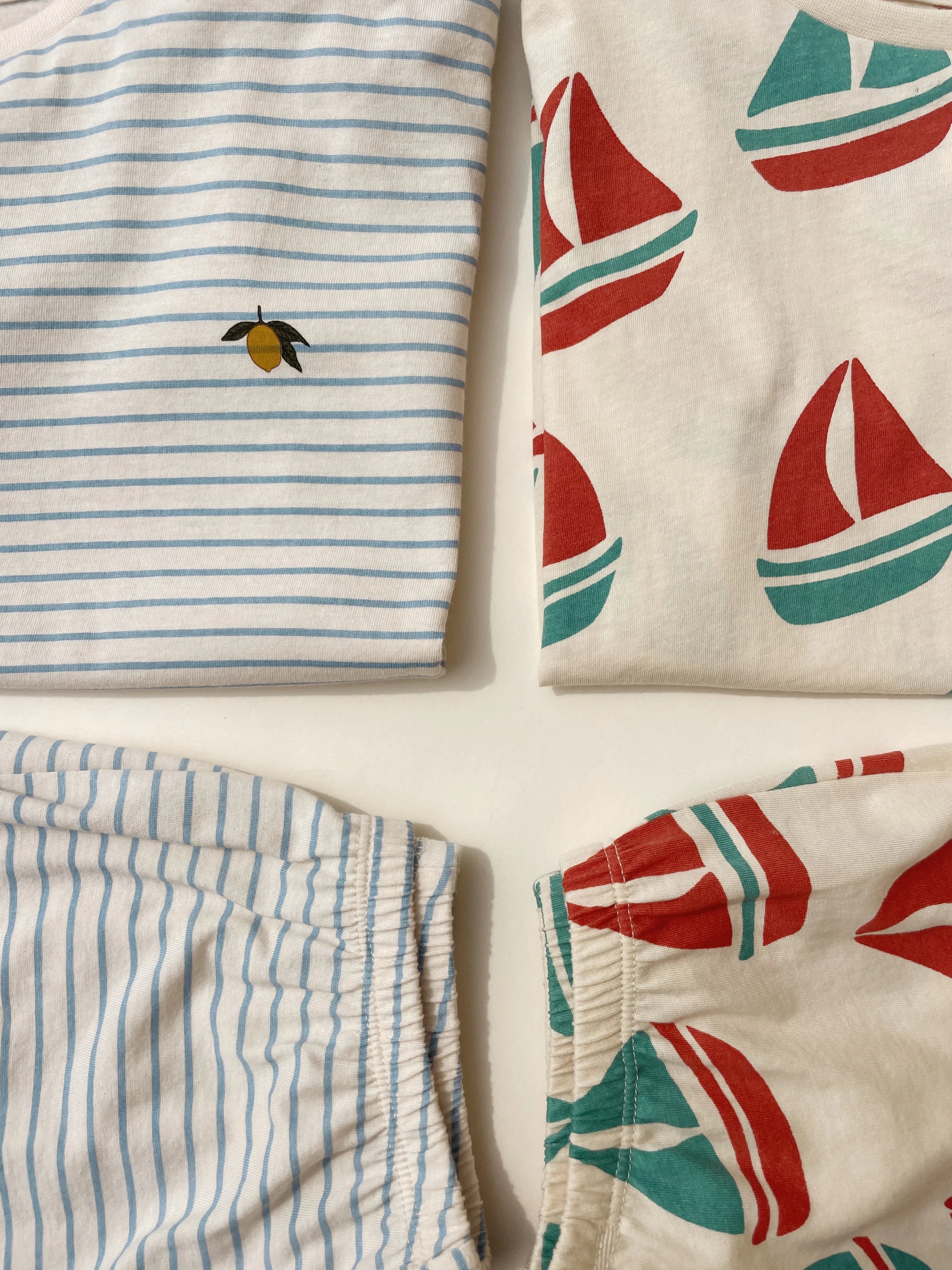 Close-up of Famo Set fabric and pattern by Konges Sløjd, gentle material for baby skin