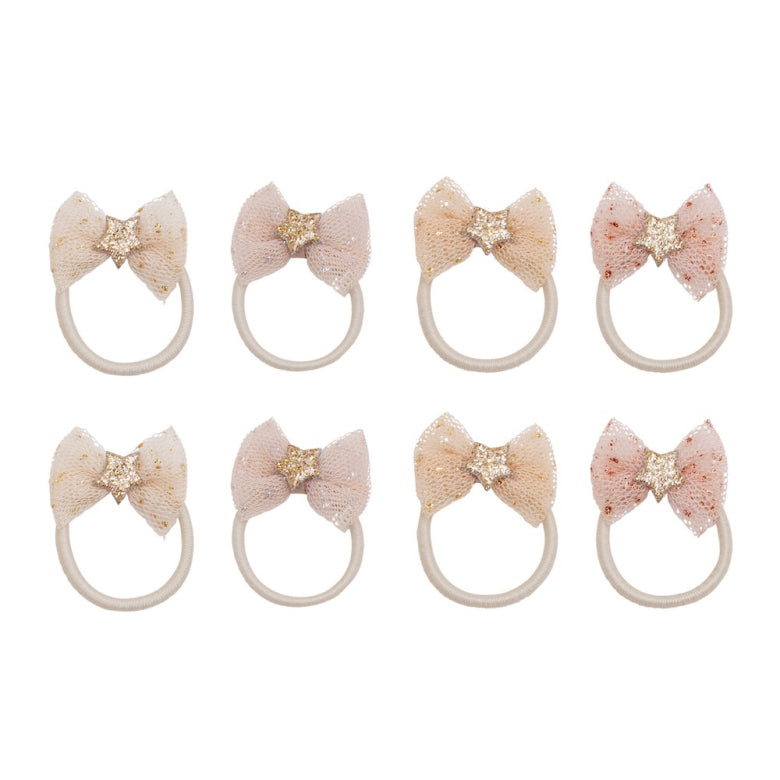 Tutu Bow Mini Hair Ties – Mimi & Lula set of 8 tulle bow hair ties with glitter stars