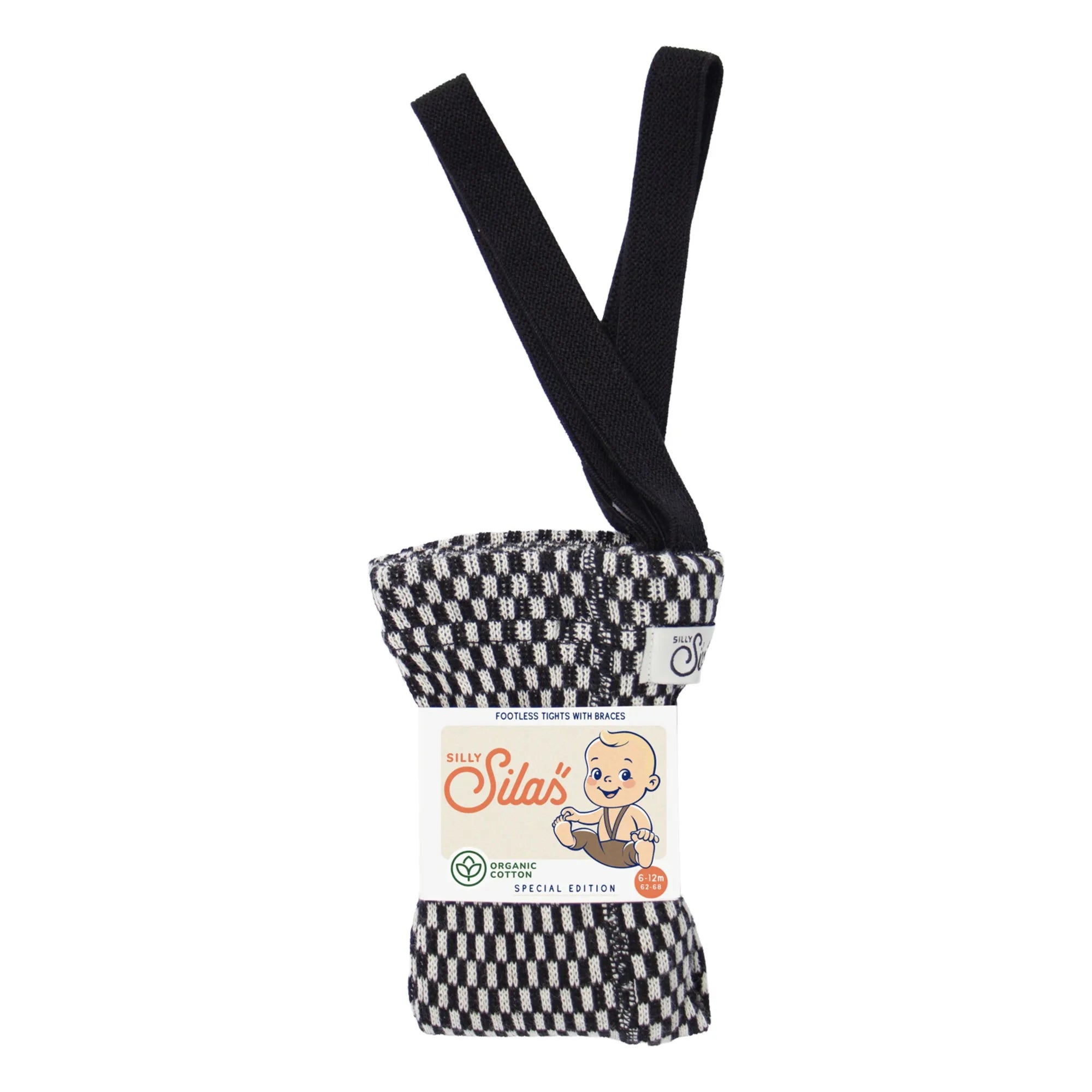 Organic Cotton Checkered Tights | Black