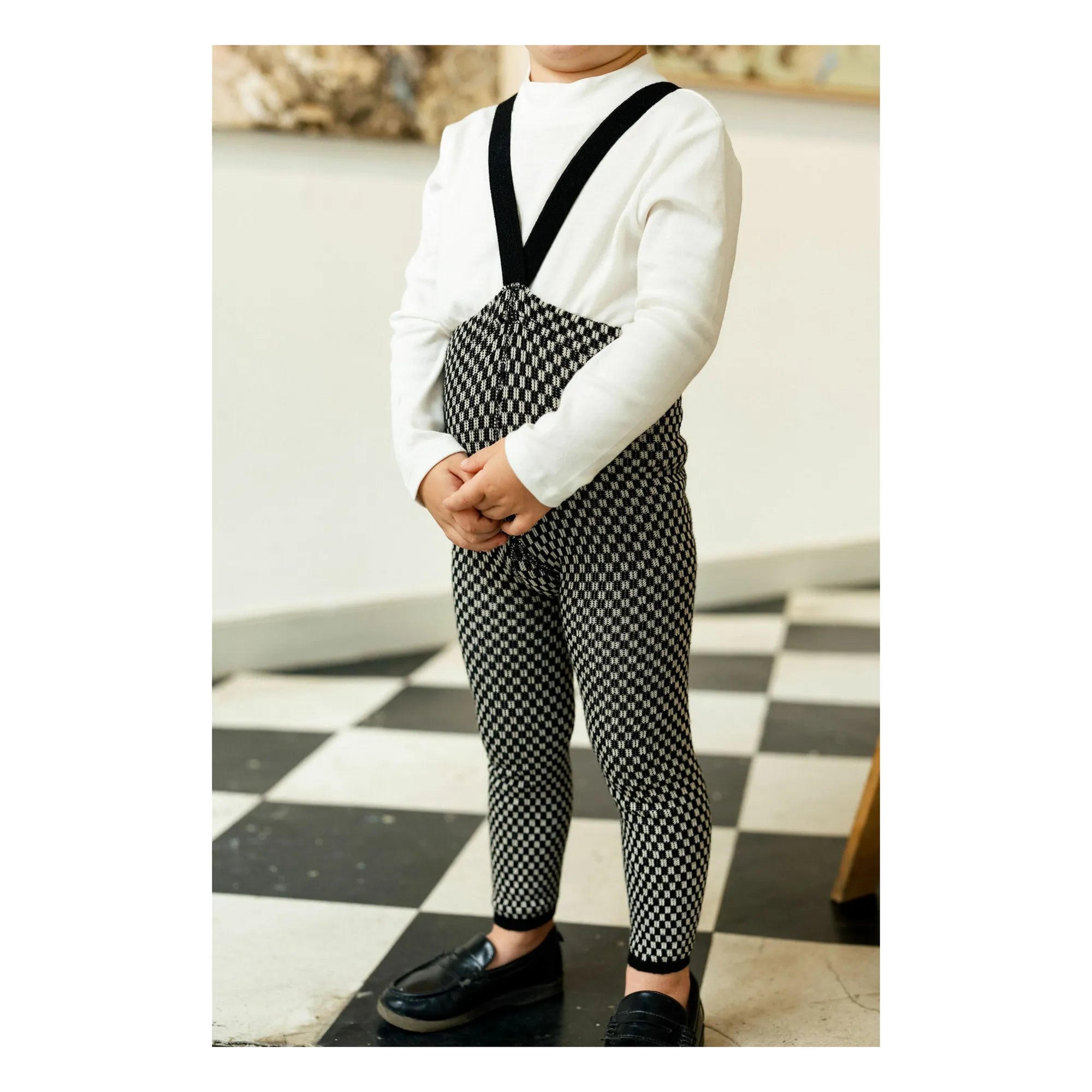 Organic Cotton Checkered Tights | Black