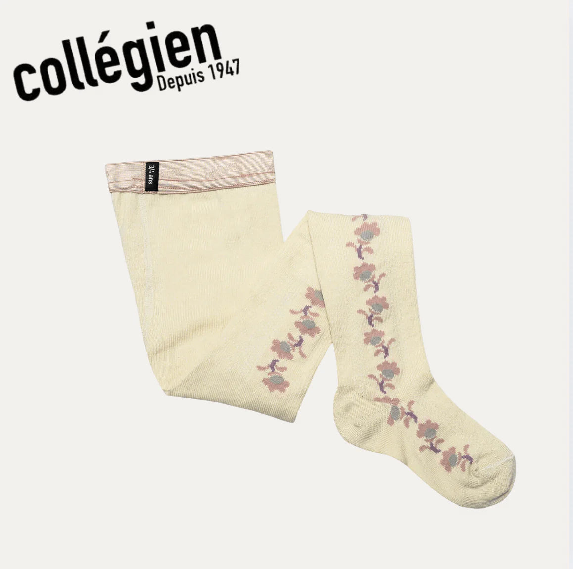 Collégien Anthéa Jacquard Flower Pointelle Tights – Doux Agneaux