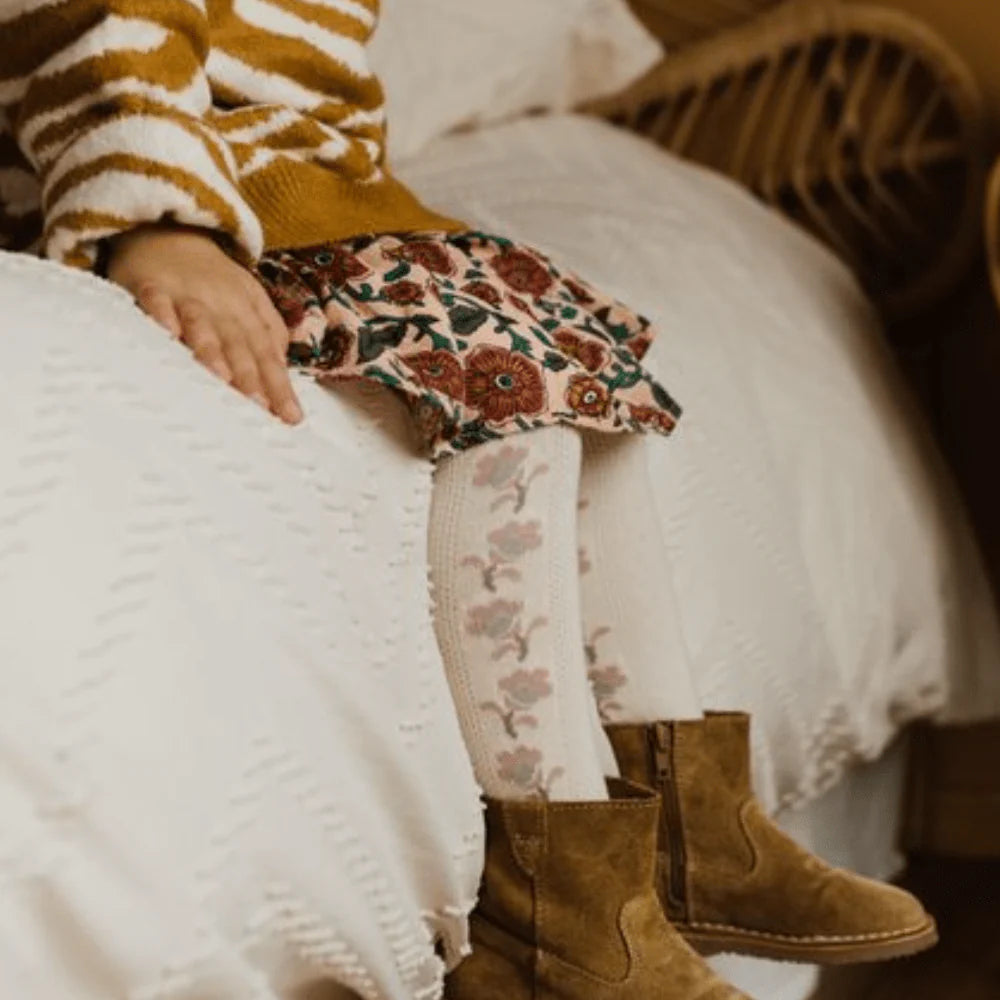 Collégien Anthéa Jacquard Flower Pointelle Tights – Doux Agneaux