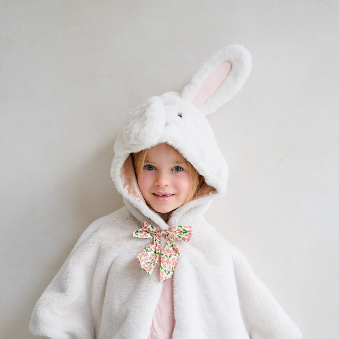 child wearing Mimi and Lula bunny cape costume