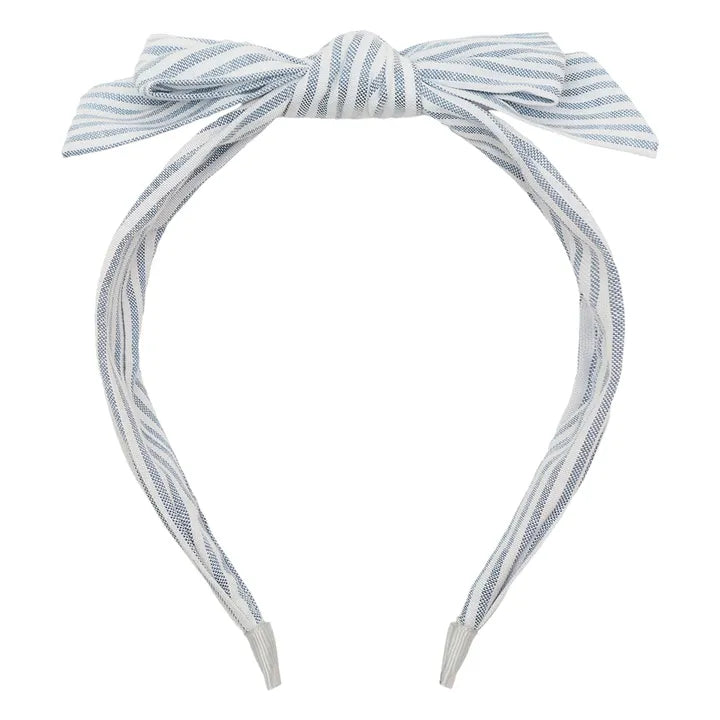 Mimi and Lula striped knot headband pale blue for girls