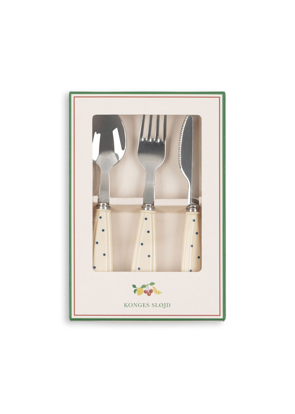Konges Sløjd kids fork and spoon cutlery set navy dot
