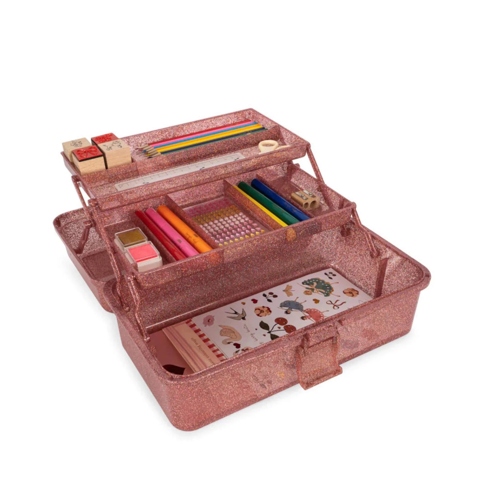 Konges Sløjd Creative Art Caddy glitter rose kids art kit with craft supplies
