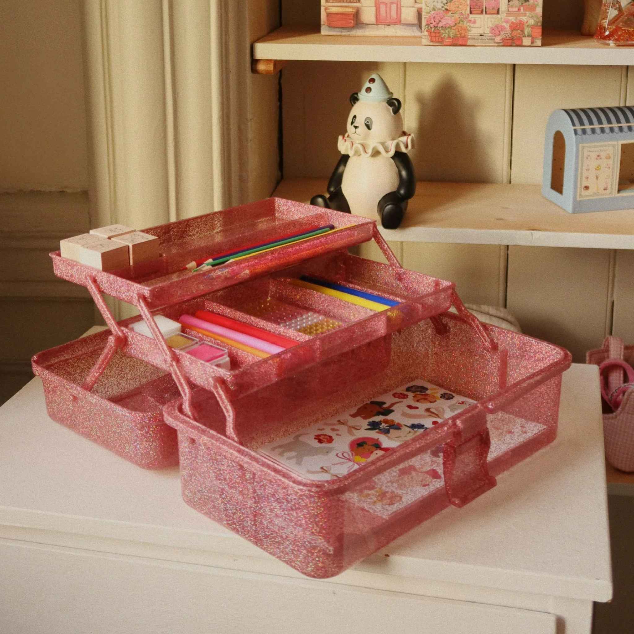 Konges Sløjd Creative Art Caddy – Glitter Rose Kids Art Kit