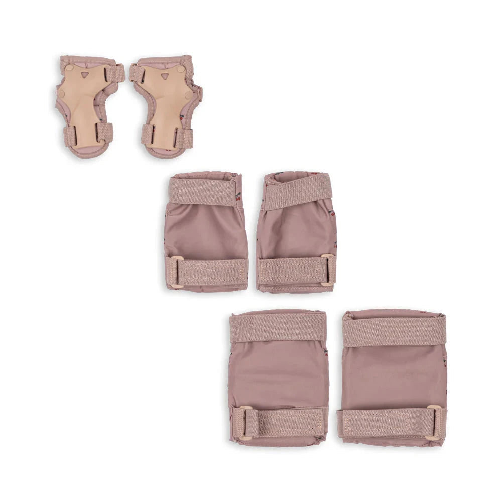 Konges Slojd cherry kids protective gear set with knee pads elbow pads and wrist guards