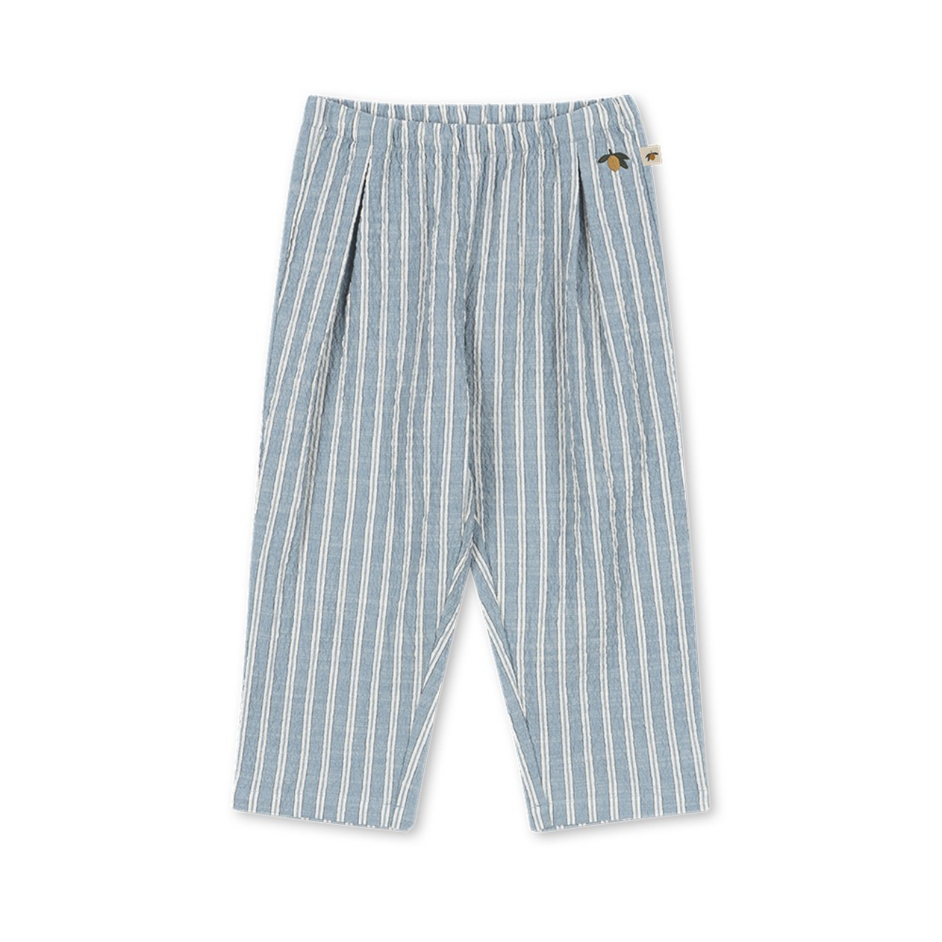 Konges Sløjd Elliot GOTS organic cotton trousers for kids with blue and white striped pattern