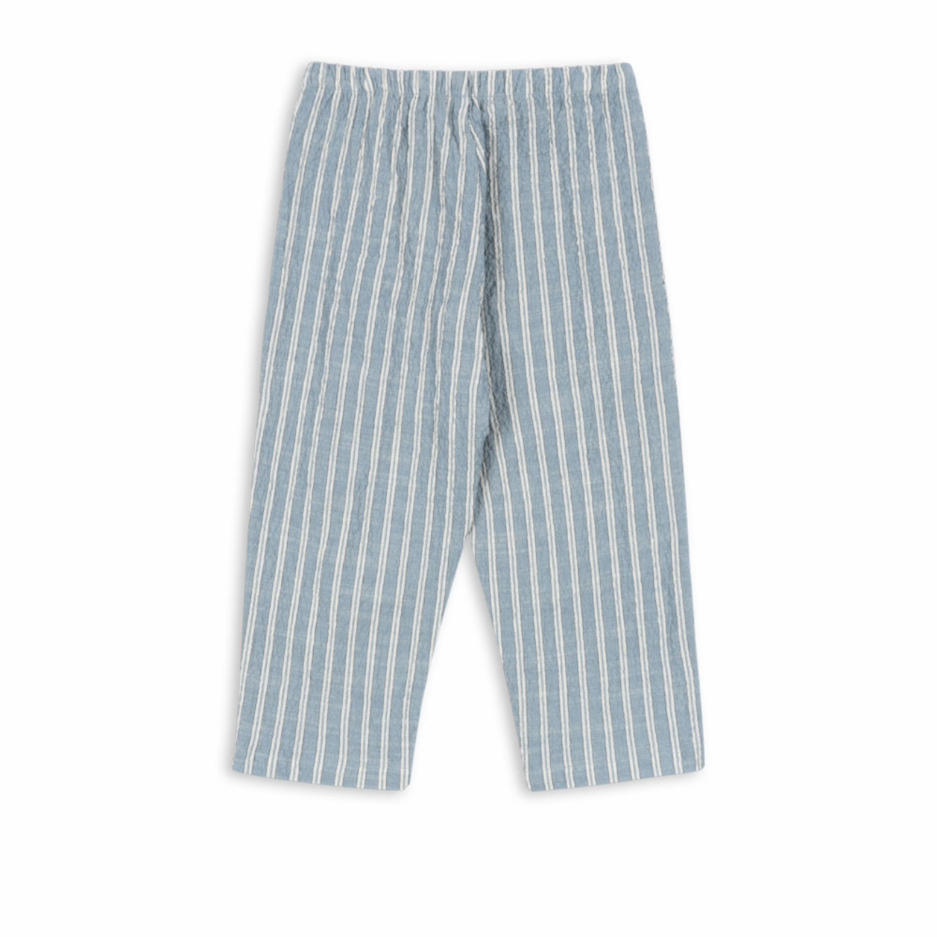 Front view of Konges Sløjd Elliot GOTS organic cotton striped trousers for kids