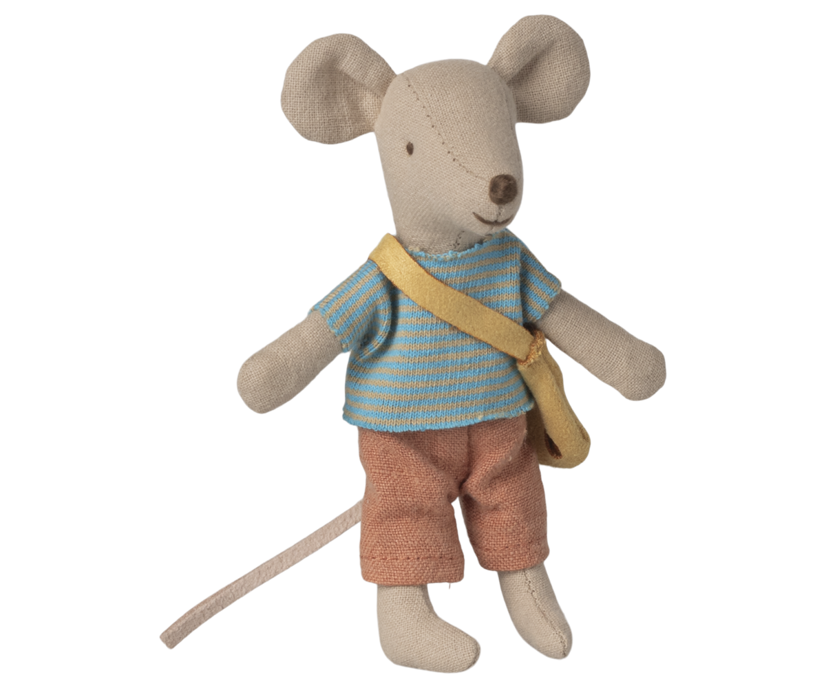 Little brother mouse with bag
