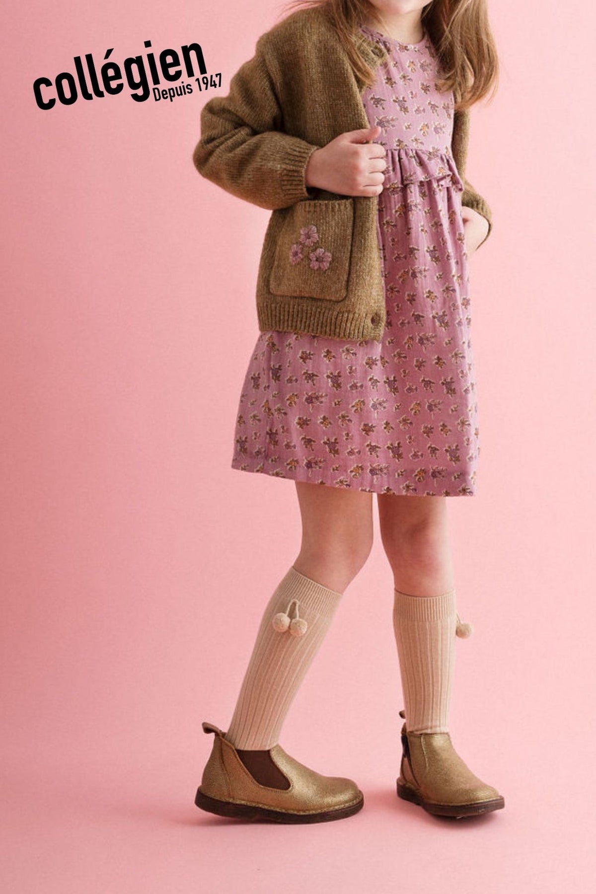 Collégien Diane Ribbed Knee-High Socks with Pompoms – Doux Agneaux (image 2)