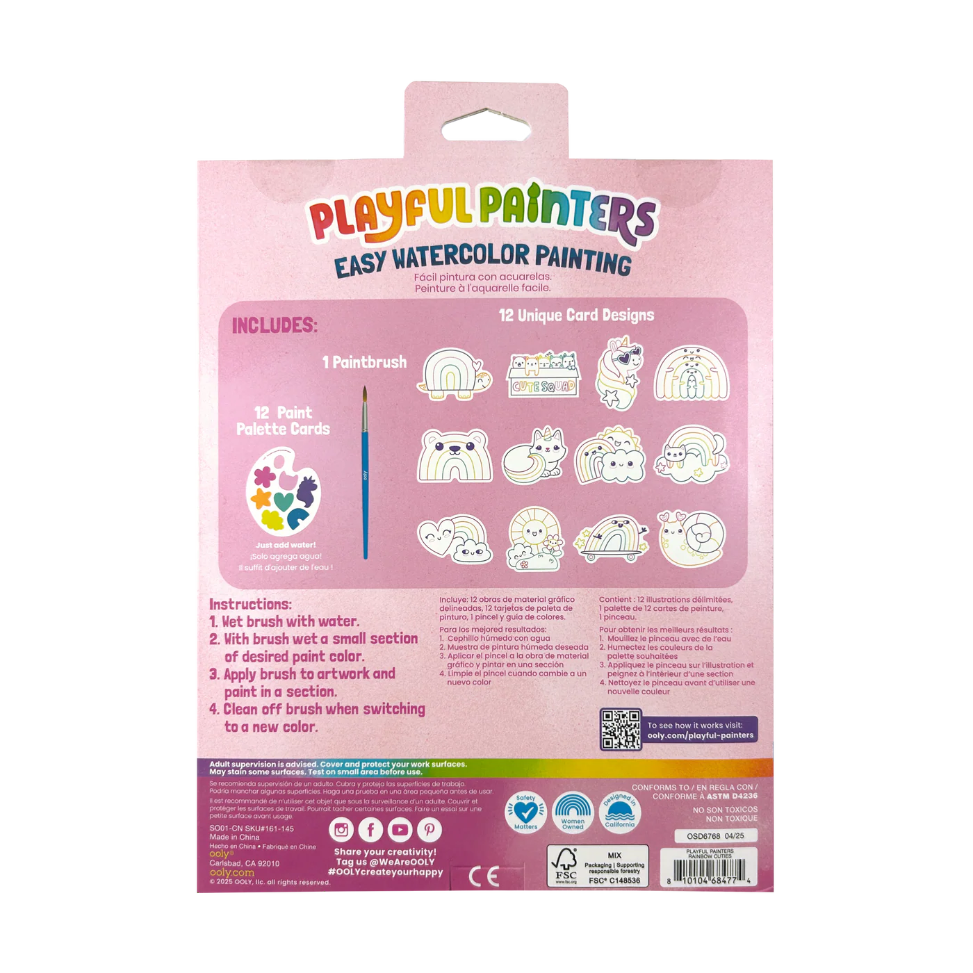 Playful Painters Easy Watercolor Painting Kit Rainbow Cuties – Ooly