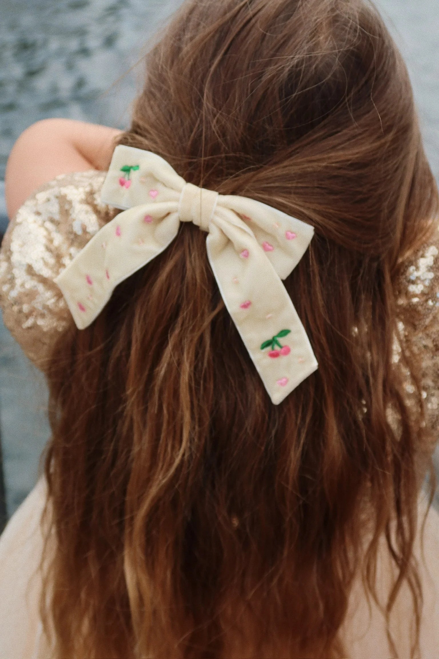 Velvet Bow Pearly Hair Clip – Konges Sløjd
