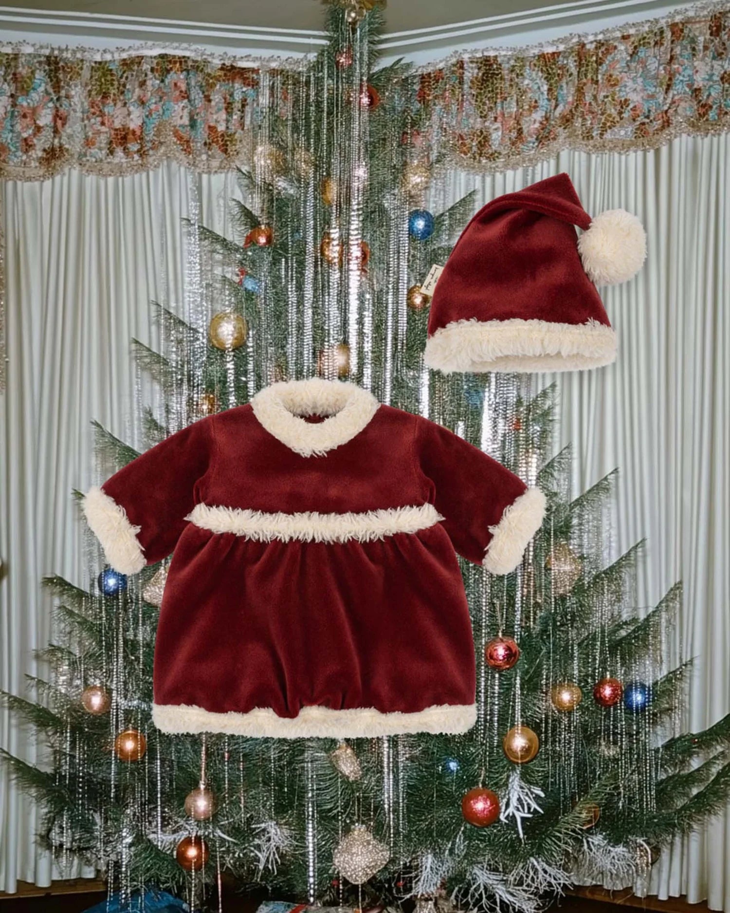 doll christmas dress + hat in jolly red