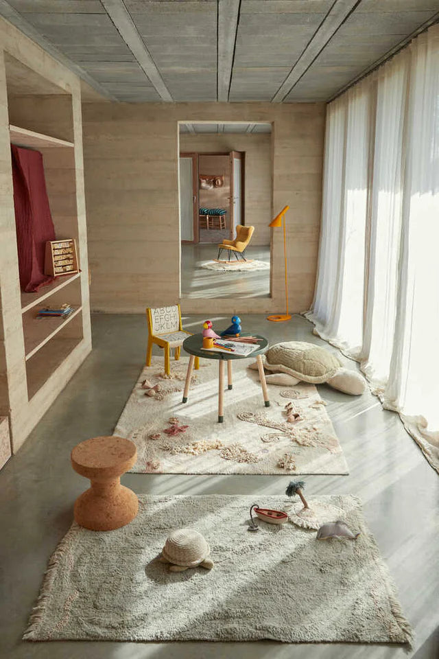 Washable Play Rug Seabed by Lorena Canals in a full room setting