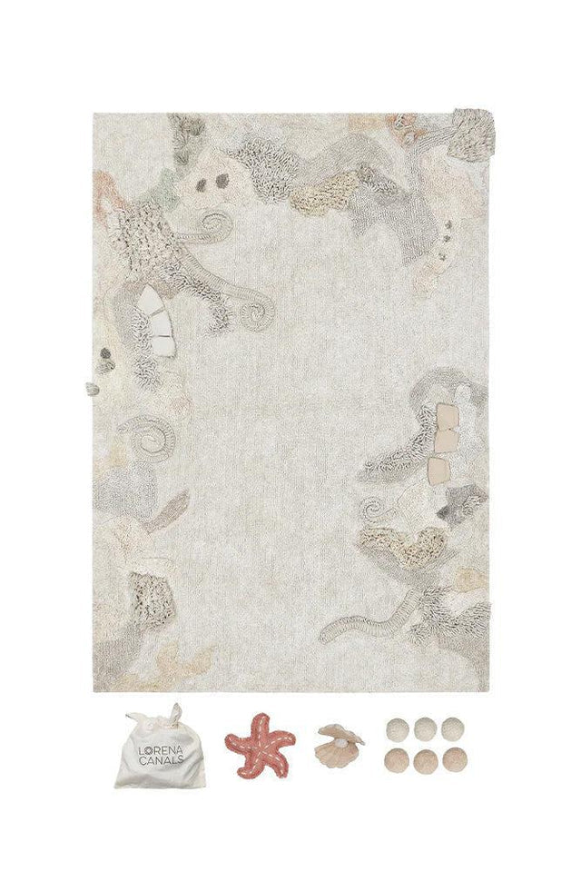 Washable Play Rug Seabed by Lorena Canals, illustrated ocean-scene kids' rug