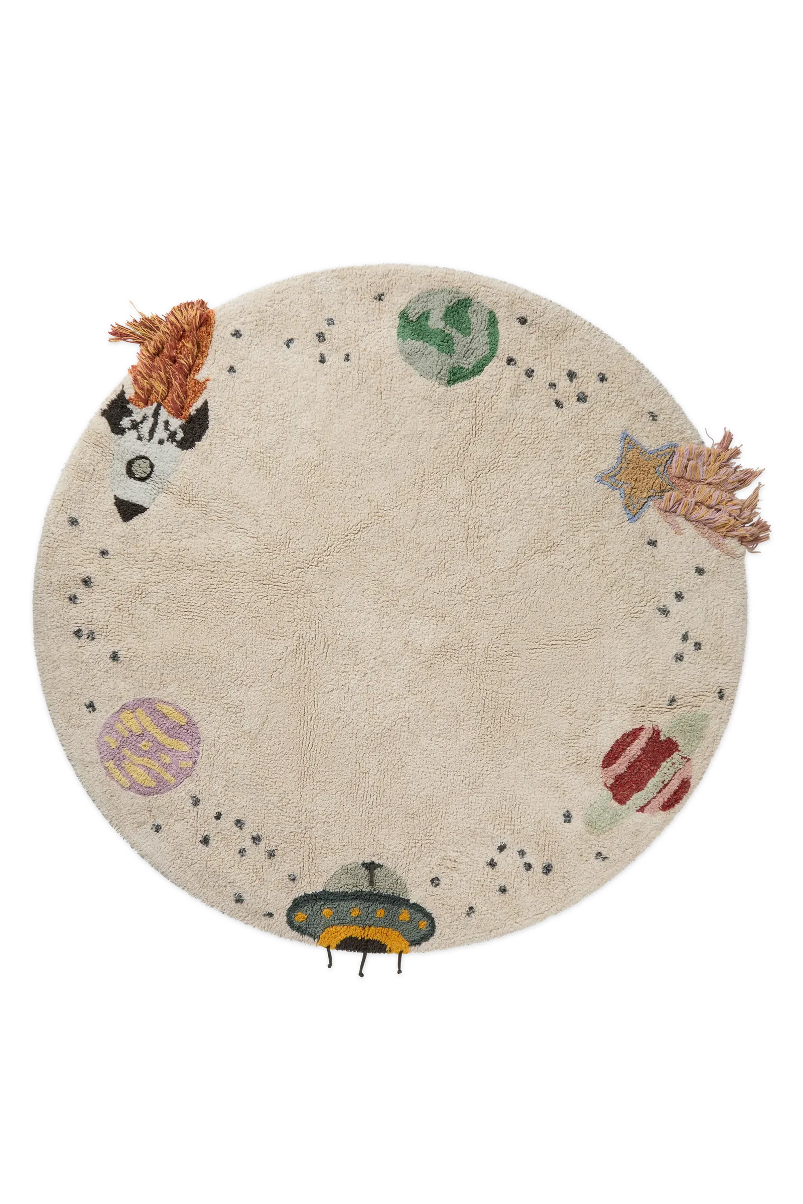 Washable Cotton Rug Interstellar Journey by Lorena Canals, illustrated space-scene kids' rug