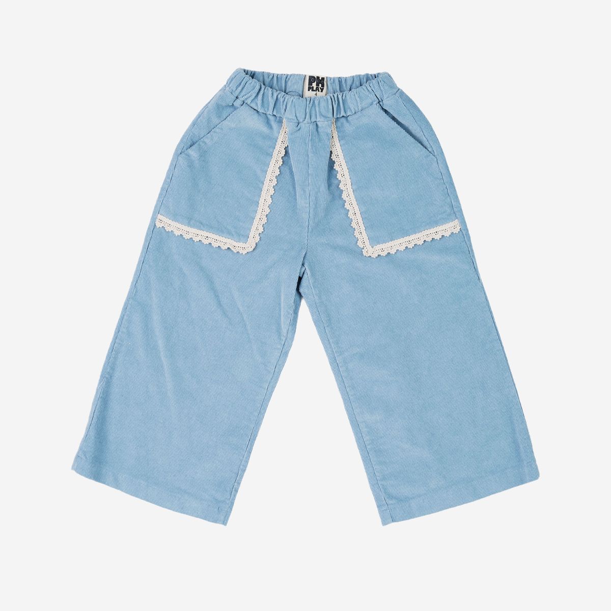 Rowyn Pants – Blue – Petite Hailey kids wide-leg pants, front view