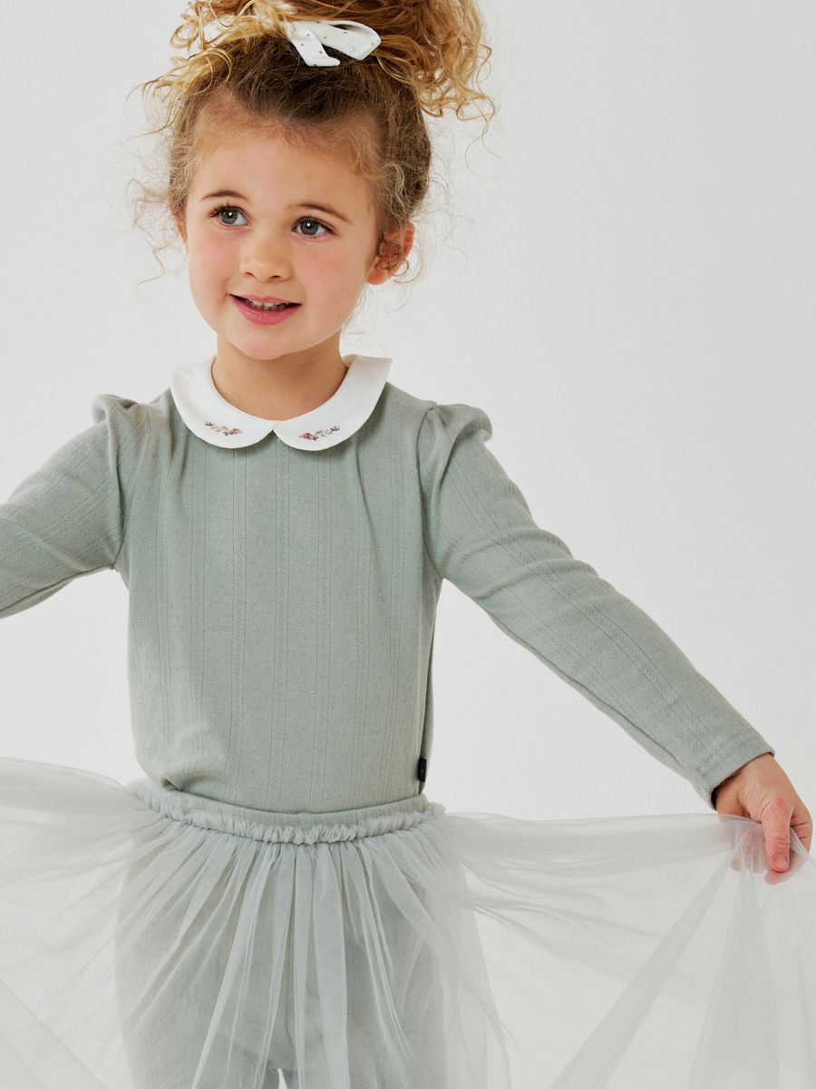 Prom Collar Top – Sage Green – Petite Hailey kids collar top, additional view
