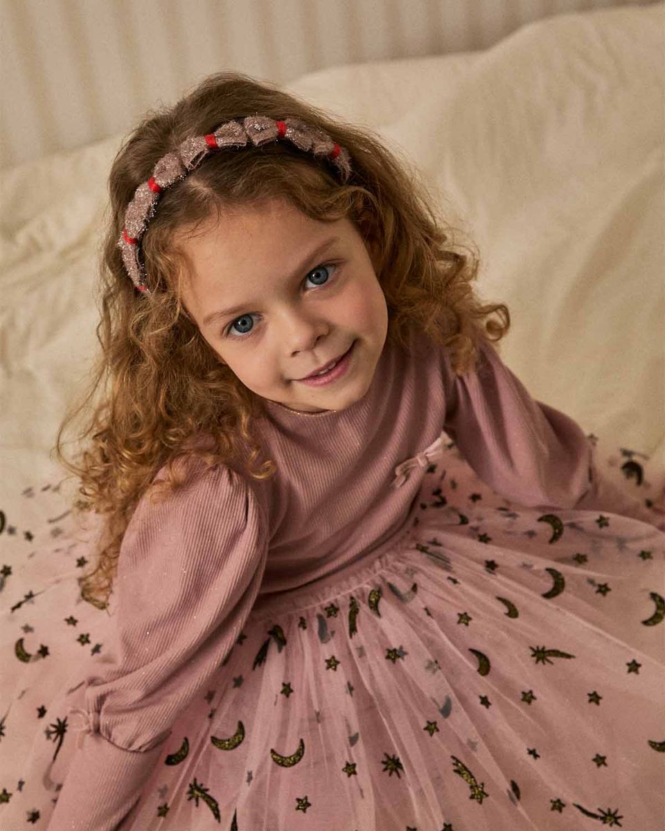 Lisa Balloon Sleeve Tutu – Blush Pink – Petite Hailey kids tutu dress, styled view
