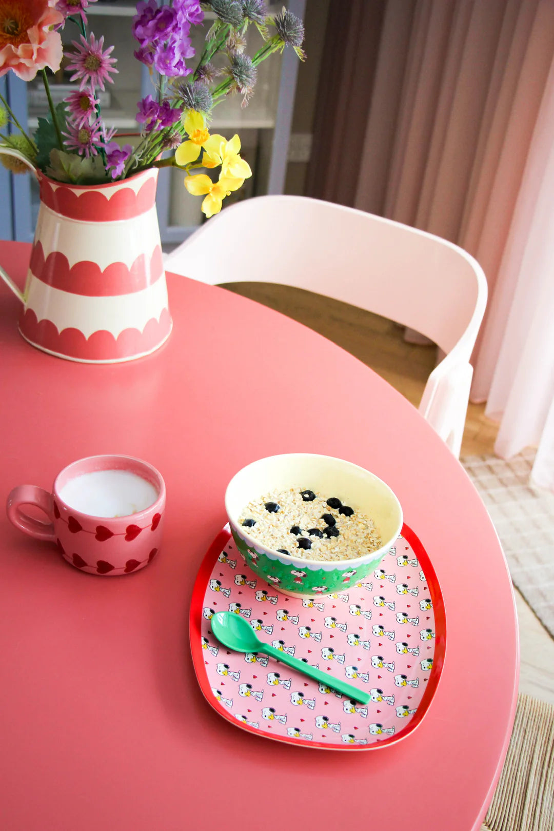 Rectangular Plate with Snoopy Print – Pink