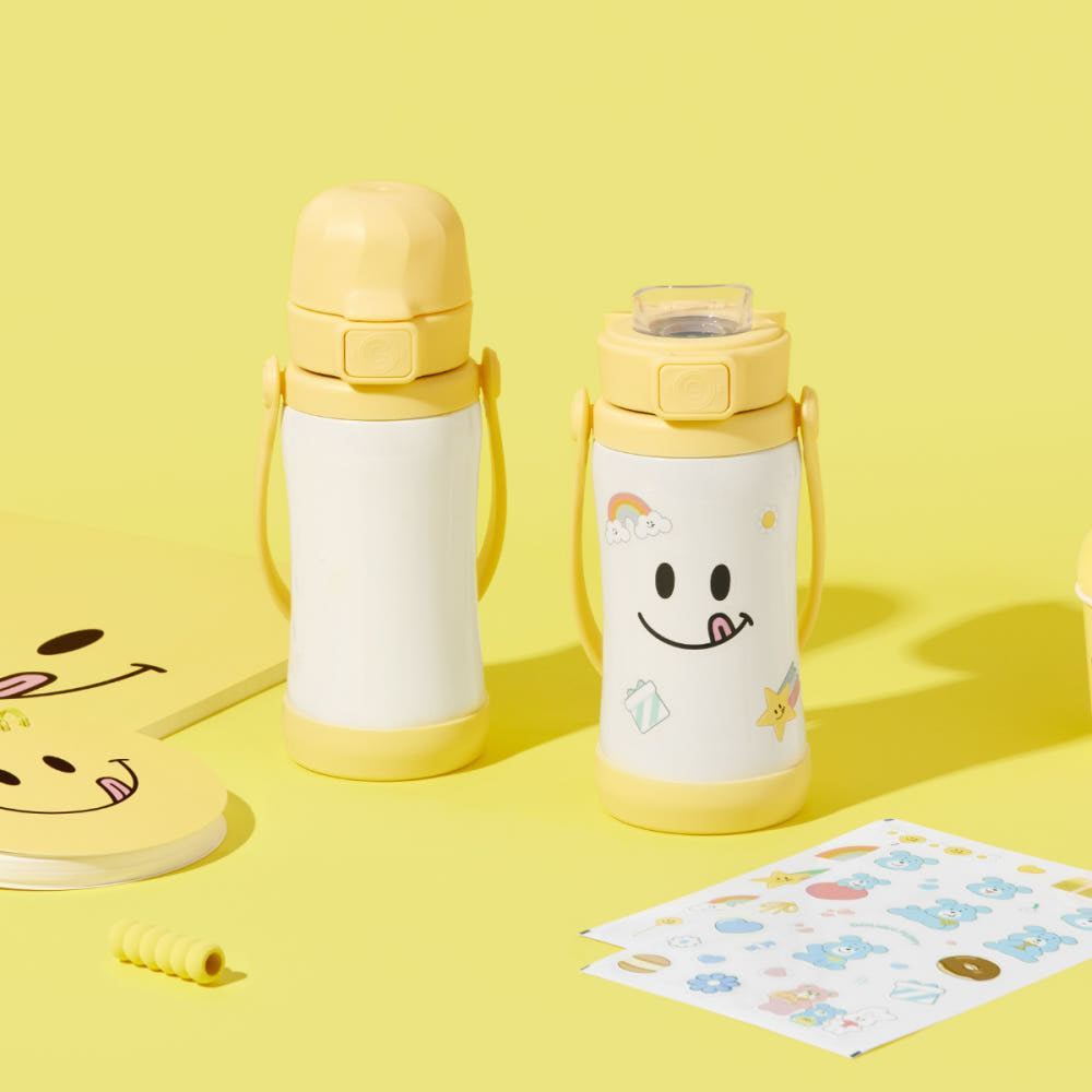 Grosmimi Deco Play One-Touch Toddler Water Bottle 300ml in Yellow – detail view