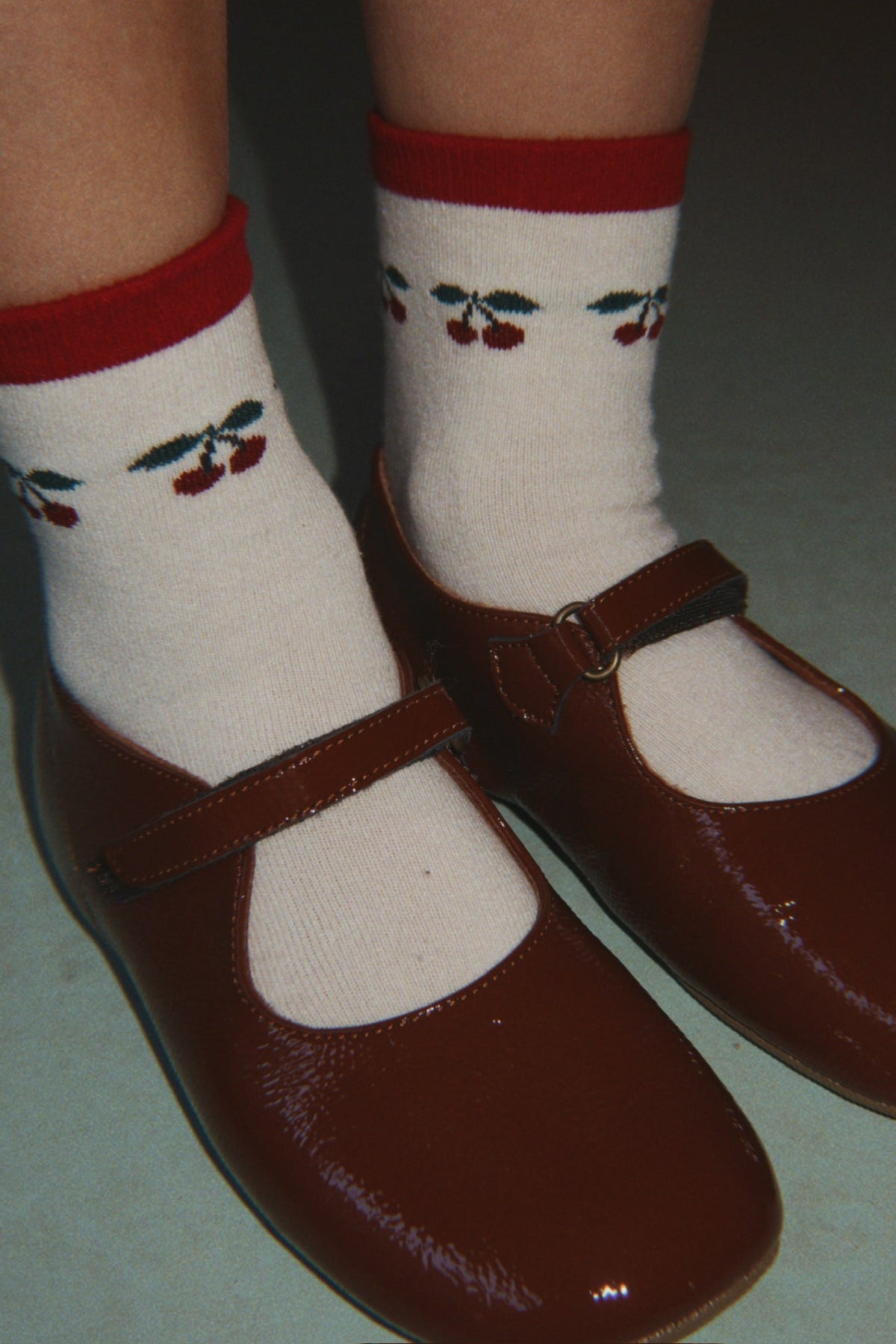 Konges Sløjd 2 Pack Jacquard Socks in Cherry Mix, worn lifestyle image